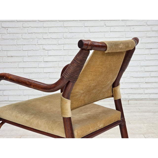 Scandinavian Armchairs with Furniture Velour and Bamboo, 1980s, Set of 2 For Sale - Image 15 of 18