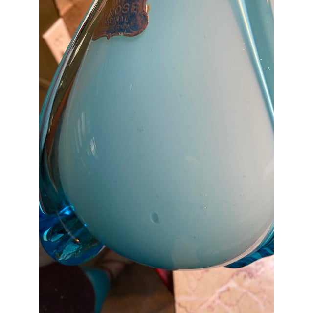 Cristalleria Fratelli Betti (Empoli, Italy) Cased Glass 20-3/4" Vase, in Blue For Sale In Los Angeles - Image 6 of 6