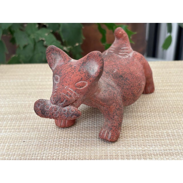 20th Century Mesoamerican Pre-Columbian Style Clay Pottery Dog Sculpture For Sale - Image 4 of 9