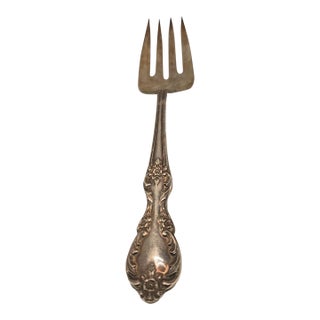 Wm. Rogers & Son Vintage 8.5" Silverplate Serving Fork Floral Pattern For Sale