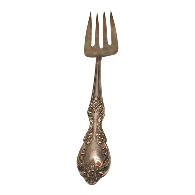 Wm. Rogers & Son Vintage 8.5" Silverplate Serving Fork Floral Pattern For Sale