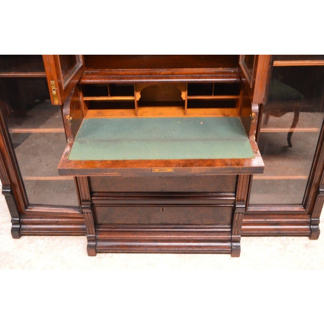 Antique Victorian Walnut Bookcase W. Desk Chairish