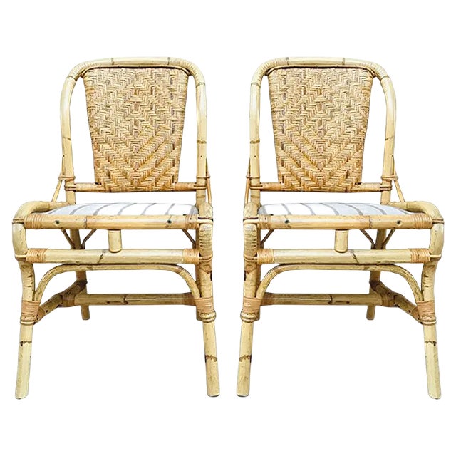 Set of Mid-Century Bamboo Chairs For Sale