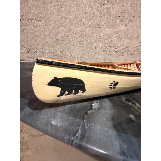 Peterborough Canoe Model Caramel Color Vintage Native American Handcrafted Wooden For Sale - Image 4 of 16