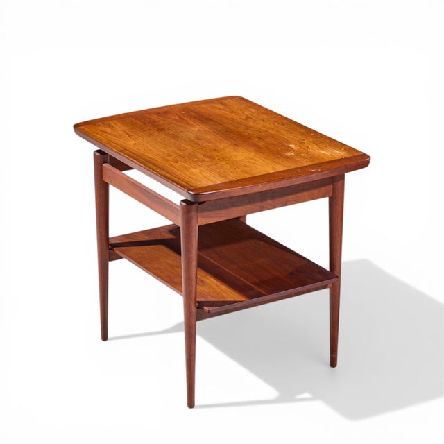 Jens Risom Mid Century Walnut Floating Side End Tables - Pair For Sale - Image 10 of 11
