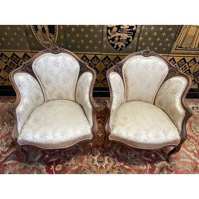 Set of Louis Xv Rocailles Bergere Armchairs For Sale - Image 4 of 8