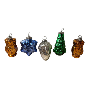 Mercury Glass Kugel Style Ornaments, 1950s–1970s