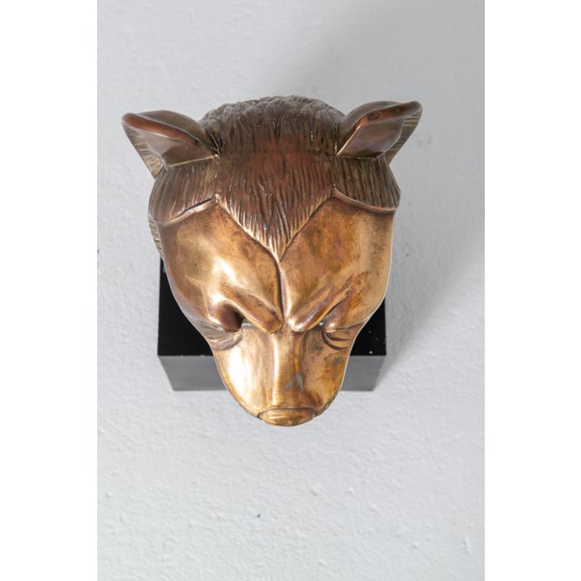 Wood Brass Lion Bust by Chapman Manufacturing, Mid-Century Modern, 1970s For Sale - Image 7 of 13