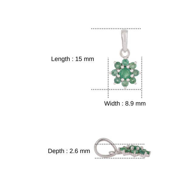 Botanical Floral 925 Silver Emerald Cluster Charm Pendant for Her by Carat&Her For Sale - Image 11 of 13