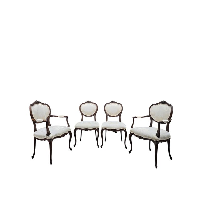 Mid 20th Century Vintage French Louis XV Style Walnut Dining Chairs – Set of 6 For Sale - Image 5 of 11