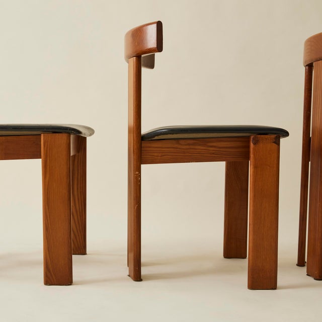 Luigi Vaghi Wood Dining Chairs With Black Seat, Set of 6, 1960's Italy For Sale - Image 10 of 12