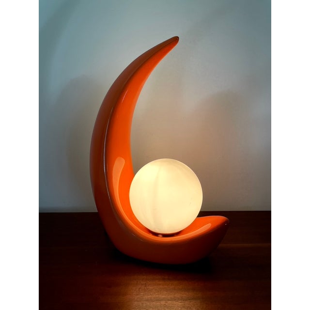 Red Coral Ceramic Lamps with White Globes by Luigi Ferro, Italy, 1970, Set of 2 For Sale - Image 8 of 11