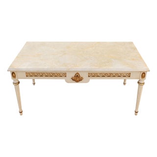 Louis XVI Coffee Table with White Marble Top, 1890s For Sale