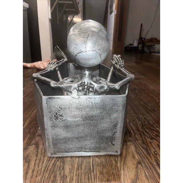 Metal Large Mid-Century Style Hand-Cast Aluminum Skeleton Casket Cooler For Sale - Image 7 of 12