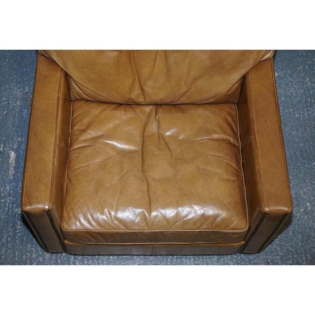 Tan Leather Armchairs by Timothy Oulton Viscount For Sale - Image 11 of 18