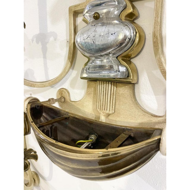 Silver, Wrought Iron and Glass Wall Lights attributed to Banci, Italy, 1940s, Set of 2 For Sale - Image 4 of 8