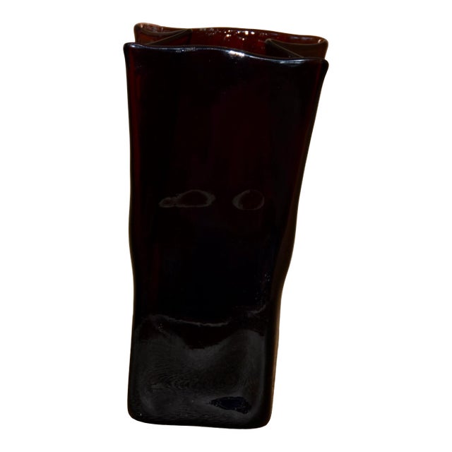 Blenko Art Glass Hand Blown Paper Bag Vase For Sale