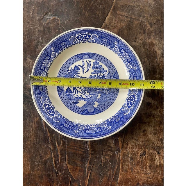 Early 20th Century Large Blue Willow 11 3/8” Chop Plates - a Pair For Sale - Image 4 of 7
