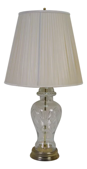 Vintage Neoclassical Revival Brass & Cut Crystal Mantel Vase Urn Table Lamp 31"