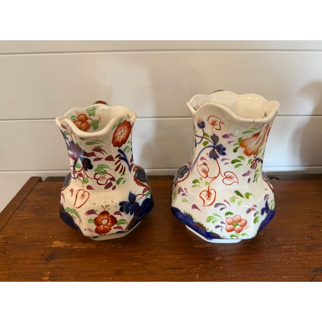 Mid 19th Century Two Gaudy Welsh Ironstone Pitchers Milk Jugs For Sale - Image 14 of 16