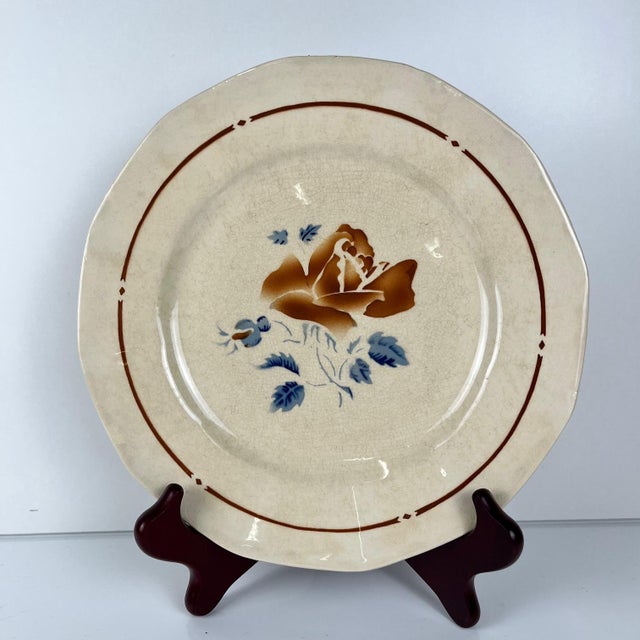 1920s Vintage Dinner Plates with Floral Motif from Sarreguemines, 1920s, Set of 6 For Sale - Image 5 of 11