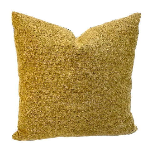 Contemporary Vintage Retro Begonia Leaf Barkcloth Pillow For Sale - Image 3 of 6