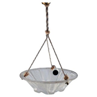 Large Art Deco Ceiling Light with Foliage by Muller Frères, Luneville, France, 1930s For Sale