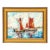 Mid-Century Modern Palette Knife Oil Marine Painting Twin Red Sailboats For Sale