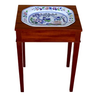 Early 19th Century Hicks, Meigh & Johnson Ironstone Platter "Flying Bird" Pattern With Handcrafted Stand For Sale