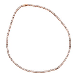 10k Rose Gold 60 CTTW Lab-Grown Diamond Tennis Necklace, 22 In For Sale