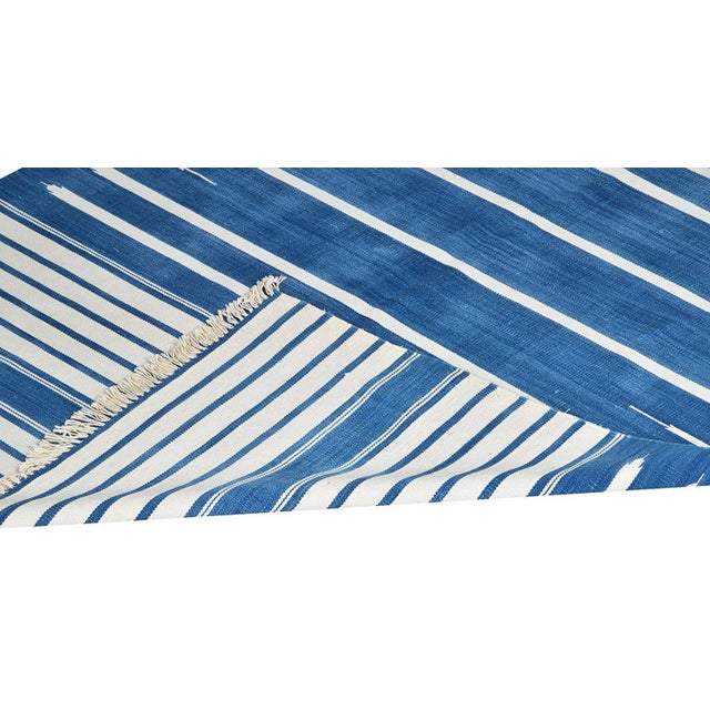 Boho Chic Water Lily Rug, 6x9, Blue & White For Sale - Image 3 of 5