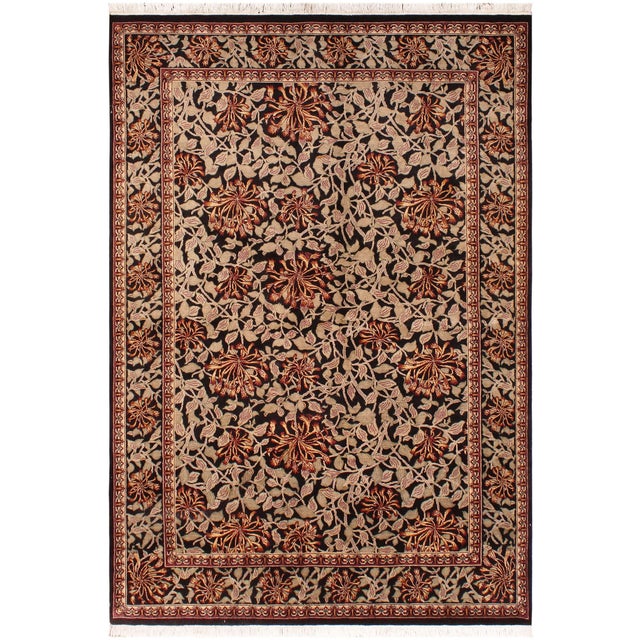 1990's Honey Suckle Pak-Persian Black/Tan Wool Rug - 6'2'' X 9'1'' For Sale - Image 9 of 9