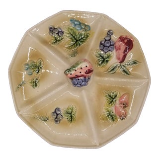 Tilso Japan Fruit Cheese Platter With Pick Holder Hand Painted 53/859 For Sale