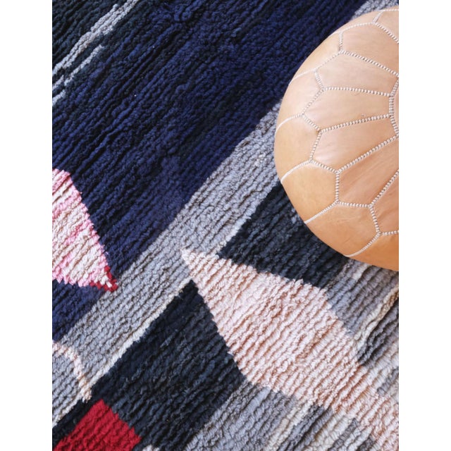 Navy Blue Moroccan Boujad Wool Rug - 10.2 X 7.6 Ft For Sale - Image 8 of 8