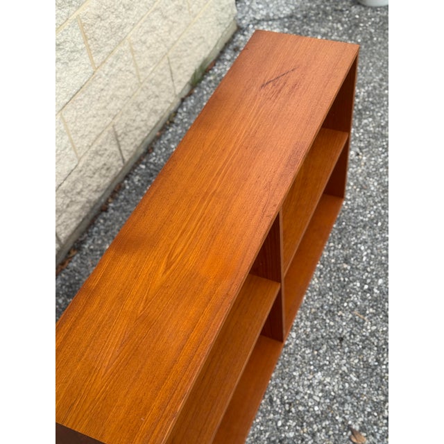 Mid-Century Danish Modern Teak Low Bookcase, Made in Denmark For Sale - Image 4 of 12