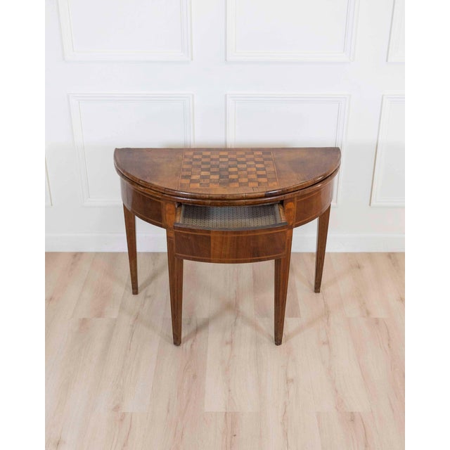 Traditional Early 19th Century Walnut Half-Moon Game Table For Sale - Image 3 of 11