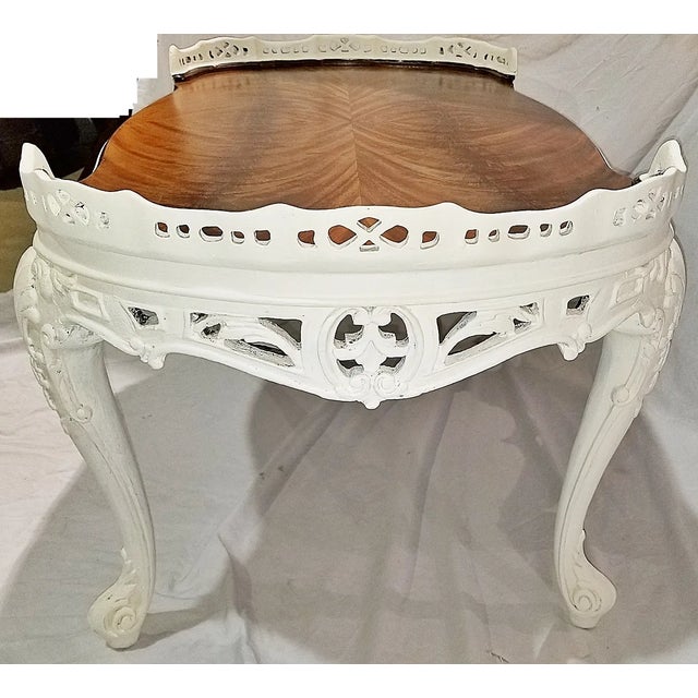 White Carved and Painted 1920s Mahogany Coffee Table For Sale - Image 8 of 10
