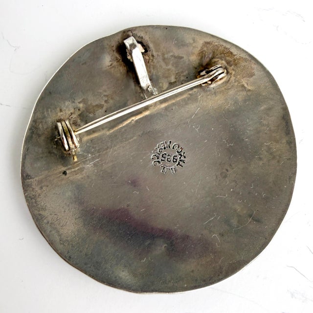 Los Castillo Taxco Mexico Sterling Silver and Abalone Round Pendant/Brooch For Sale - Image 4 of 4