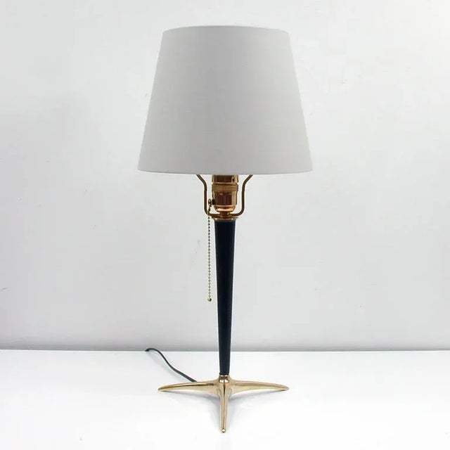 Mid-Century Brass and Metal Table Lamp in the Style of J.T. Kalmar For Sale - Image 9 of 10