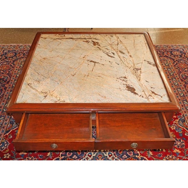 Mahogany Inset Marble Regency Coffee Table Attributed to Theodore Alexander For Sale - Image 11 of 11