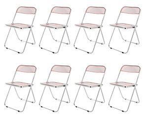 Pink Chrome Framed Chairs from Castelli, 1970s, Set of 8
