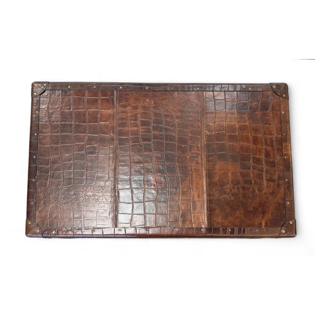 Baker Milling Road Rattan & Leather Campaign Style Trunk Table For Sale In Miami - Image 6 of 11