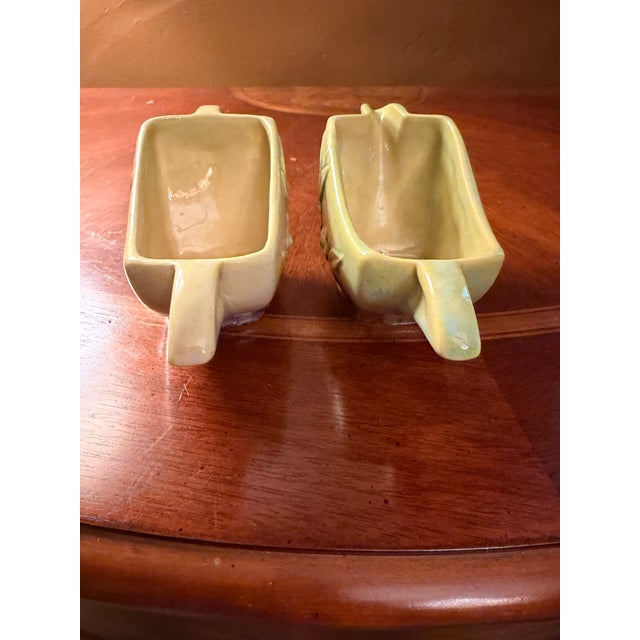 Vintage Roseville Wincraft Chartreuse Creamer and Sugar Bowl Set ca.1948 For Sale - Image 6 of 8