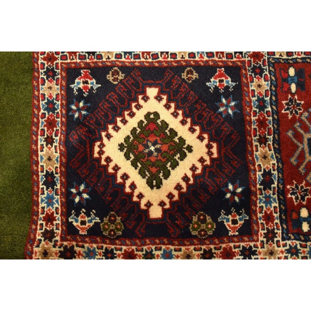 Textile Vintage Yalameh Rug 5' X 6'5'' Multicolor Wool Tribal Hand-Knotted Carpet For Sale - Image 7 of 11