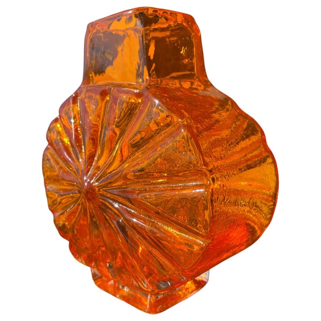 Mid-Century Modern Whitefriars Sunburst Tangerine Art Glass Vintage Mid-Century Vase, 1960s For Sale - Image 3 of 6