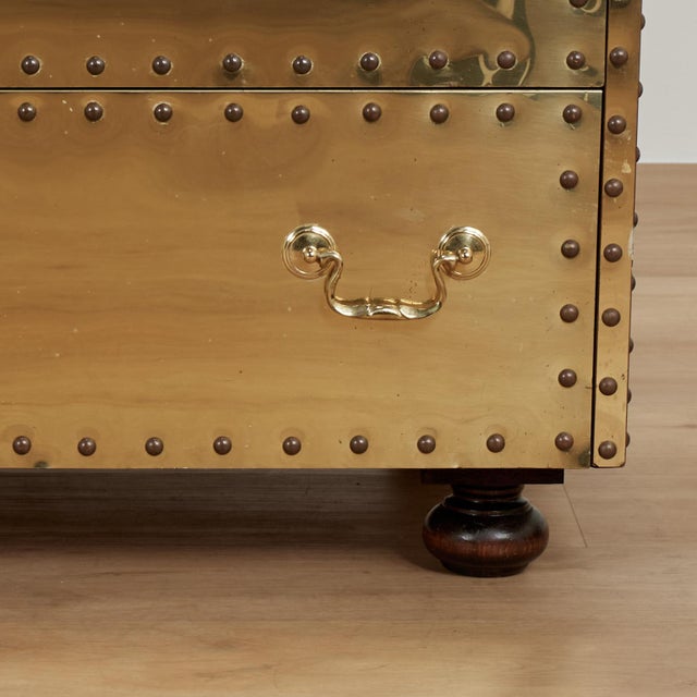 Brass Vintage Sarreid Style Brass Triple Dresser For Sale - Image 8 of 17
