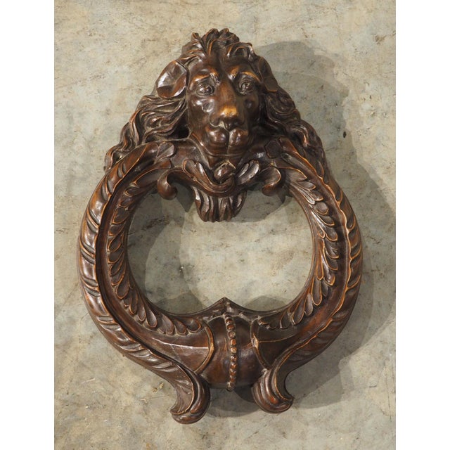 Oversized French Carved Walnut Study of a Bronze Door Knocker, 19th Century For Sale - Image 15 of 16