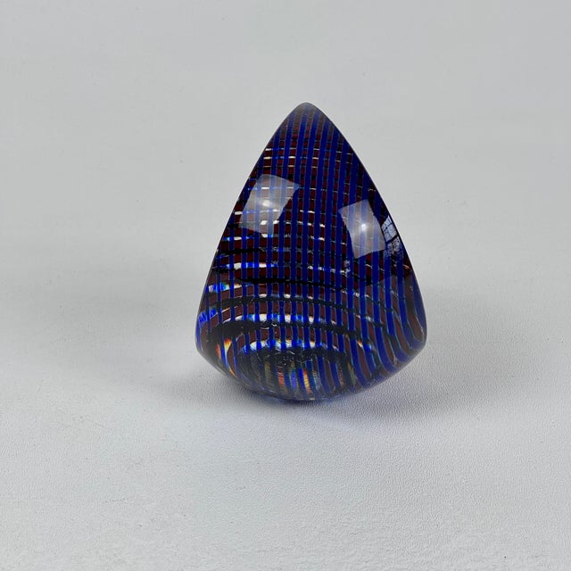 Kit Karbler & Michael David Late 20th Century Signed Art Glass Vedge Sculpture in Blue For Sale In New York - Image 6 of 10