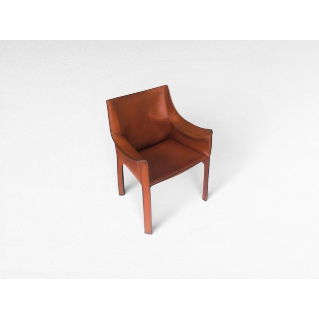 CAB 413 Chair in Cognac Leather by Mario Bellini for Cassina, Italy, 1970s For Sale - Image 9 of 18