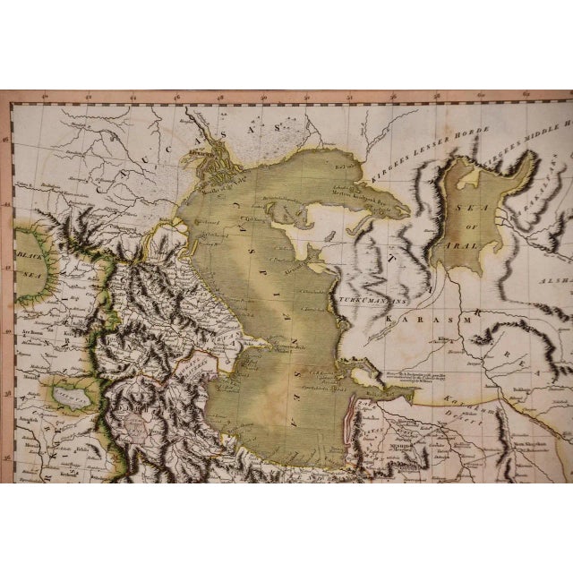 Early 19th Century Persia & Afghanistan: A Framed Hand-Colored 17th Century Map by John Cary, 1801 For Sale - Image 5 of 10